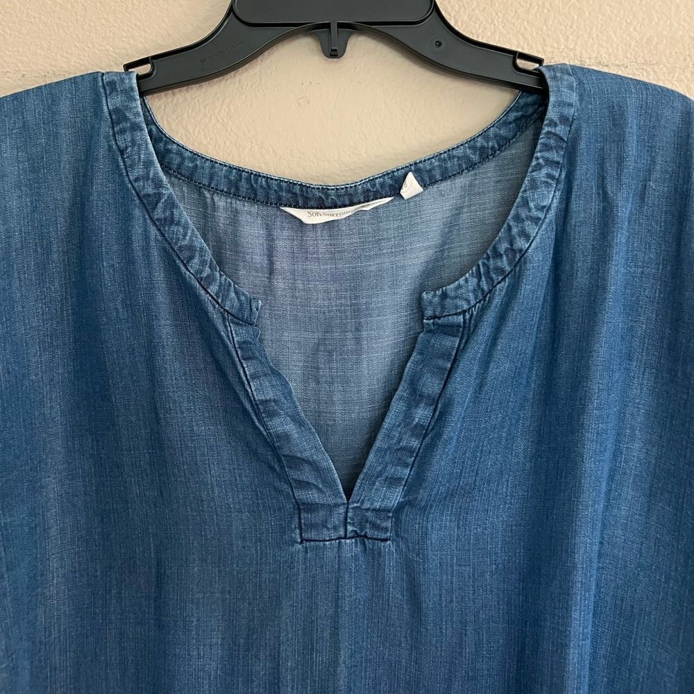 Soft Surroundings Chambray Split Sleeve Tunic Top - image 2